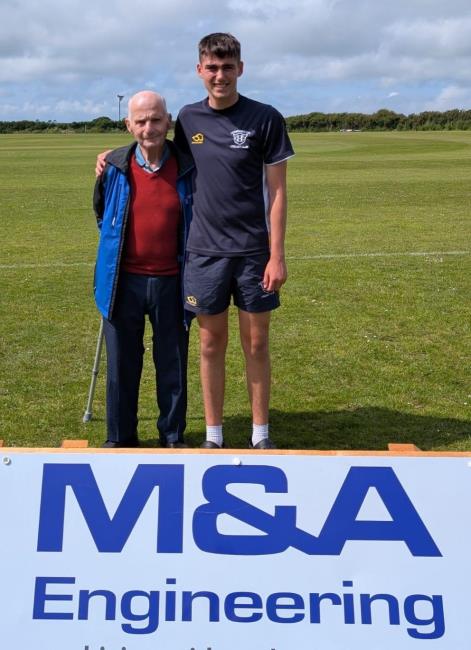 Dillon with proud granddad Colin, who attended his debut